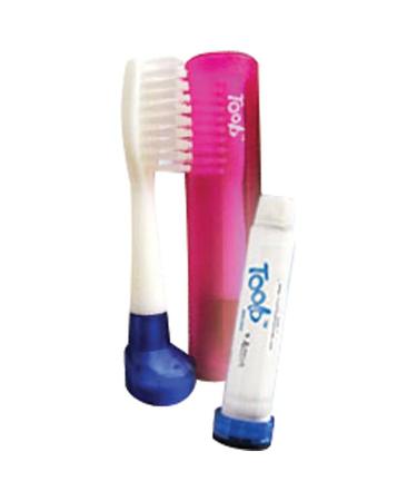 Travel Toothbrush With Refillable Travel-Sized Toothpaste Tube and Protective Case - Toob Brush - Cranberry