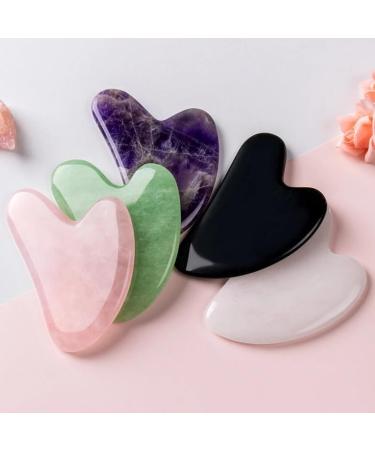 Jade Roller Gua Sha Set Natural Face Roller Skin Care Tools for Puffy Eyes Relief Anti Aging (Amethyst) - Buy Online on GoSupps.com