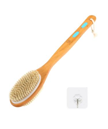 A-1ux Shower Brush with Soft and Stiff Bristles  Bath Dual-Sided Long Handle Body Brush  Back Scrubber Body Exfoliator for Wet or Dry Brushing