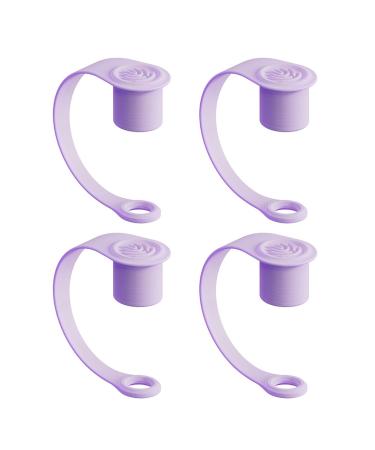 Erhigher Silicone Straw Sleeve Straw Cup Cleanliness Cover 4pcs Silicone Straw Cover Set for Tumblers Easy to Clean Durable Straw Topper Hats Purple