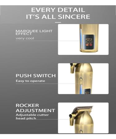 Buy Retro Rechargeable Hair Clippers with LCD Display - Premium Brass Hair Salon Trimmer for Professional Use - Buy Online on GoSupps.com