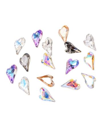 9X14Mm 10Pcs Crooked Strass Heart Magic Ab Pointed Bottom Medium Glass Crystal Pear Nail Stone Beads Diy Nail Accessories