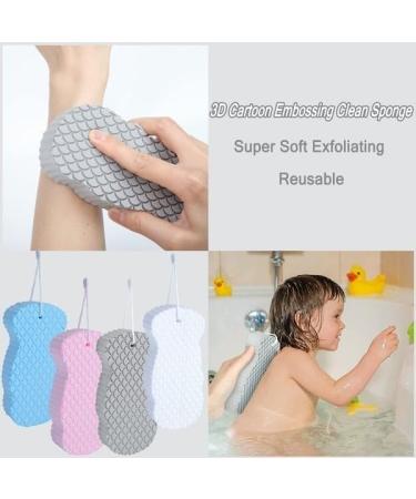 Korean Skin Scrubber Exfoliator Sponge - Beyond Draw Super Soft Reusable Bath Sponge (Gray Blue) for Ultimate Skin Care - Buy Online on GoSupps.com