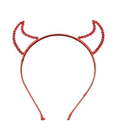 VilaGi Halloween Devil Horns Headband Red Rhinestone Hairband Headband Makeup Party Halloween Carnival Party Masquerade Cosplay Fancy Dress Women Girls Hair Accessories Headband Costume Accessories