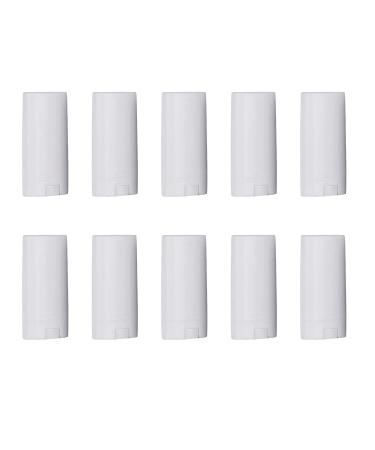 10 PCS Flat White Oval Deodorant Containers Twist-Up Lip Balm Tubes Plastic Lipstick Refills 15ml 15gram Empty Chapstick Stick Tubes for DIY Deodorants Balm Lotion