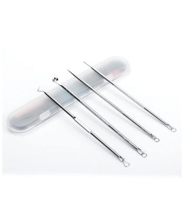Acne needle 4 pieces stainless steel acne removal needles pimple blackhead remover tools spoon face skin care tools needles face pore cleaner acne needle silver