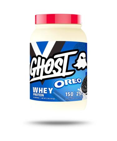 Ghost Whey Protein - 2.2lbs 1014g 26 Servings per Tub Gluten Free Soy Free 100 percent Whey Protein Blend with Natural Digestive Enzymes 25+ Grams of Protein (OREO) 1.01 kg (Pack of 1)