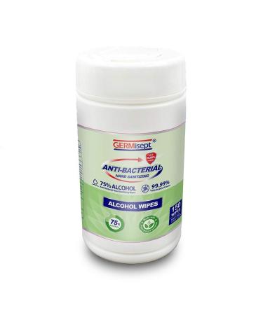 Germisept 75% Alcohol Hand Sanitizing Wipes with Aloe - 600 Wipes (4 Canisters) | 150 Count Pack - Easy Dispensing, Enriched with Aloe - Buy Online on GoSupps.com