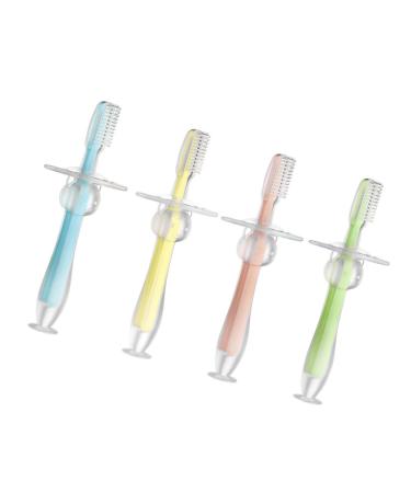 Healvian 4 pieces toothbrush for toddlers from silicone bristle toothbrush infant toothbrush hand toothbrush made of silicone toothbrushes bite toothbrush suction training brush