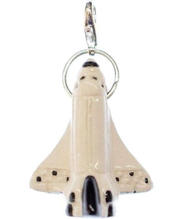 Minibling Spaceship Charm Zipper Pull - Handmade Ceramic 32mm Fashion Jewelry | Silver-Plated Chain Pendant & Beggar Bracelet Trailer - Buy Online on GoSupps.com