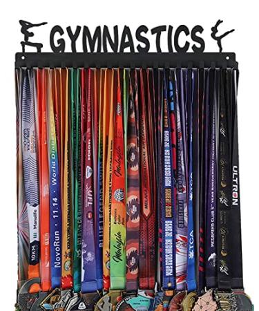 Goutoports Medal Holder Display Hanger Rack Frame for Sport Race Runner - Gymnastics for Girls 02 - Sturdy Black Steel Metal Over 60 Medals Easy to Install