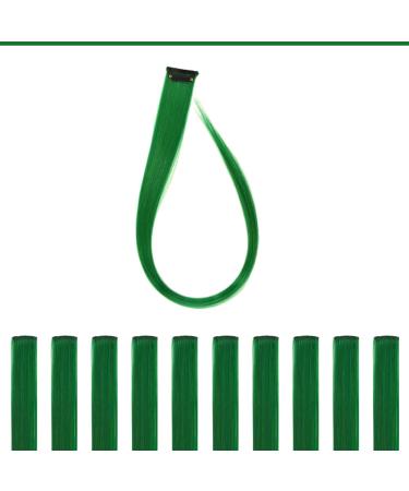 22-inch Colored Hair Extensions Clips - 10 Pack Synthetic Straight Green Hair for Women & Girls - Perfect for Cosplay & Fashion Parties - Buy Online on GoSupps.com