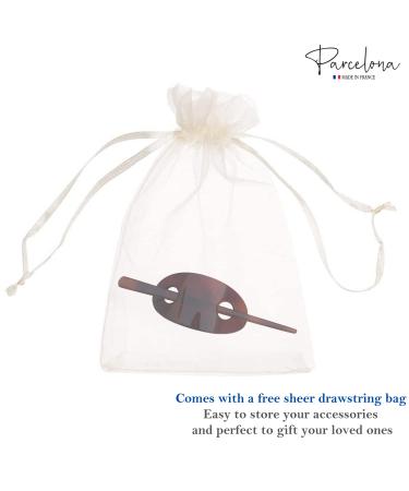 Parcelona French Classic Oval Brown Tortoise Shell Bun Cover Hair Barrette with Stick - Buy Online on GoSupps.com