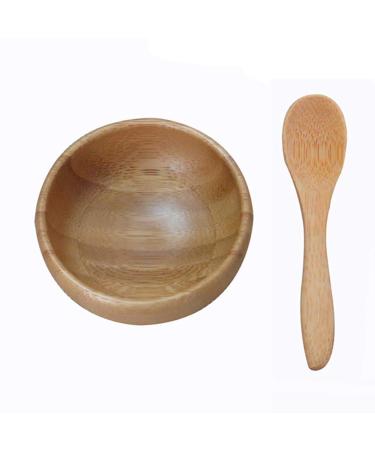 1Set Eco Bamboo Mask Mixing Bowl and Spoon Facial Skin Care DIY Facemask Cosmetic Beauty Tool for Lady Women Girls