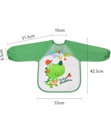 Vicloon 4 Pcs Baby Waterproof Sleeved Bibs - Unisex Feeding Apron for Infant/Toddler 6 Months to 3 Years - Blue/Green - Buy Online on GoSupps.com