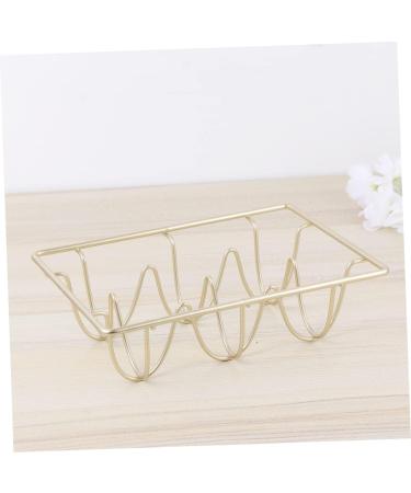 Mikikit Decorative Egg Holder Stackable Egg Holder for Refrigerator Egg Tray Wrought Iron Represent Golden 12*8CM - Buy Online on GoSupps.com