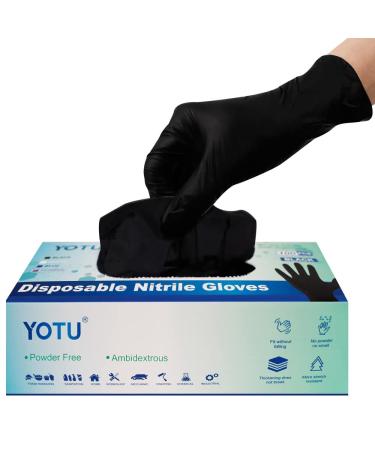 Black Disposable Nitrile Latex & Powder Free 6-Mil Gloves 100 Count, Textured, Mechanic Wearing, Cleaning, Food Large (Pack of 100)