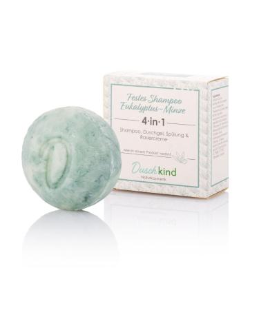 Duschkind Naturkosmetik Solid Shampoo Eucalyptus Mint - Natural fragrance - Can be used as shampoo shower gel conditioner and shaving cream - Vegan formula - Recyclable packaging