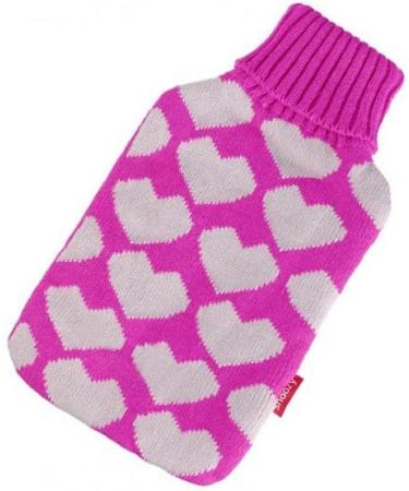 Snoozy XXL Hot Water Bottle - 2L with Soft Cozy Cover | Natural Rubber | Pink Heart - Long-Lasting Heat for Comfort - Buy Online on GoSupps.com