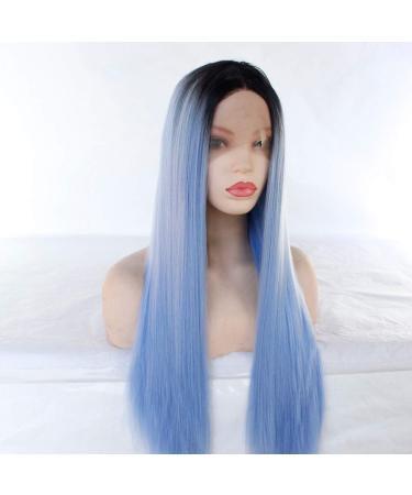 Rosennie Long Straight Orange Art Hair Wig - Silky Yaki Lace Front for Women | Fashionable Long Curly Cosplay & Lolita Wigs (Light Blue) - International Shipping Available - Buy Online on GoSupps.com