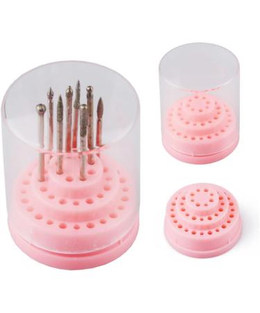 Nail Drill Bits Holder Acrylic Nail Drill Stand Displayer Organizer Container 48 Holes Manicure Tools Storage Box With Acrylic Cover Pink nail drill bit Organizer - Buy Online on GoSupps.com