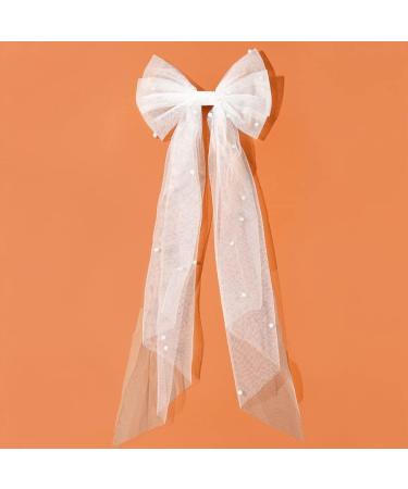 Bridal Wedding Veil with Bow & Pearl - Short Tulle Headpiece for Bachelorette & Bridal Shower Gifts - Buy Online on GoSupps.com