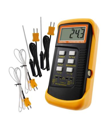 MOMOJIA Thermometer Precise Temperature Measurement Monitoring Heat Meter with 4 Thermocouples Probes Sensor K Type Thermocouple Thermometer