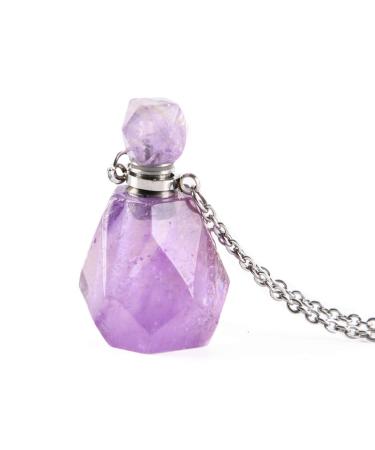YGLINE Healing Crystal Necklace Amethyst Pendant for Women Aromatherapy Necklaces Purple Gifts