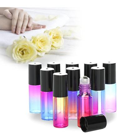 ImiroTree 10 Pack 5ml Essential Oils Glass Roller Bottles - Refillable Color Gradient Bottles with Black Caps - Ideal for Essential Oils & DIY Blends - Buy Online on GoSupps.com
