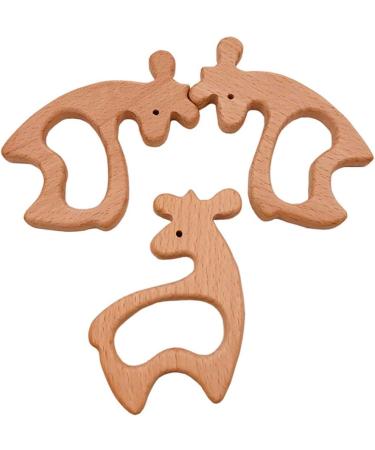 Wendysun 10pcs Cartoon Wood Teether: Natural Deer Shape Baby Teething Toy - Buy Online on GoSupps.com