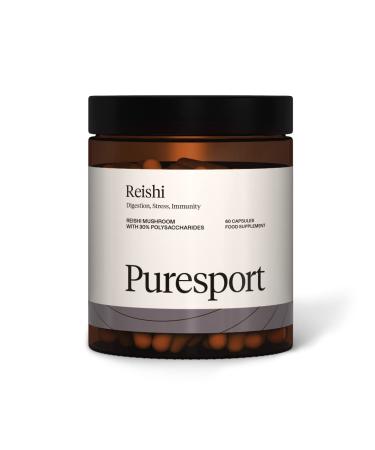 Puresport Reishi Supplement | 60 Capsules | Reishi Mushroom with 30% Polysaccharides | Digestion Stress and Immunity