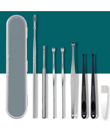 YKLL 8 Pack Earplugs Ear Cleaning Spoon Ear Care Cleaning Tool Stainless Steel Ear Wax Removal Kit Ear Wax Remover Ear Wax Removal Tool 50.0 Count
