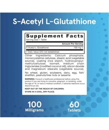 St Helens Merseyside WA9 SAcetyl L Glutathione 100 mg NonGMO Gluten Free 60 Tablets - Buy Online on GoSupps.com