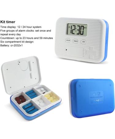 BStCar Medication Alarm Clock - 6 Compartment Mini Portable Pill Organizer with Digital Screen & 5 Alarms - Smart Sealed Design for Pills & Supplements - Buy Online on GoSupps.com