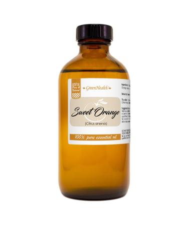 GreenHealth Sweet Orange Essential Oil - 8 fl oz Amber Glass Bottle with Cap - 100% Pure Essential Oil