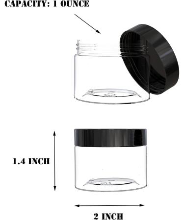 1 oz Clear Plastic Pot Jars with Black Lids - 20 Pcs for Cosmetic Lotion, Cream, Eye Shadow - Buy Online on GoSupps.com