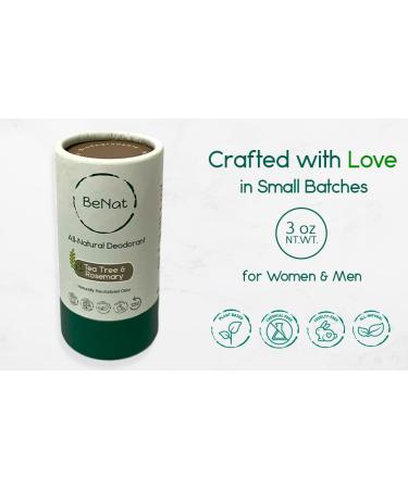 All Natural Deodorant Plastic Free For Women & Men Tea Tree & Rosemary Aluminum Free Gluten Free & Cruelty Free 24 Hour Long Lasting Protection Zero Waste Eco Friendly Products. 3 oz. - Buy Online on GoSupps.com