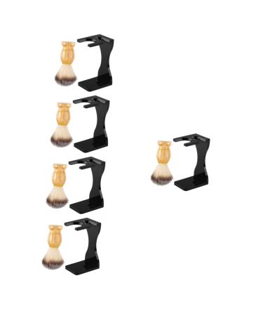 Minkissy 5 sets razor set men shaving brushes beauty kit men black suit shaving brushes and stands shaving shell acrylic razor wooden razor plane stand acrylic bar rack holder holder