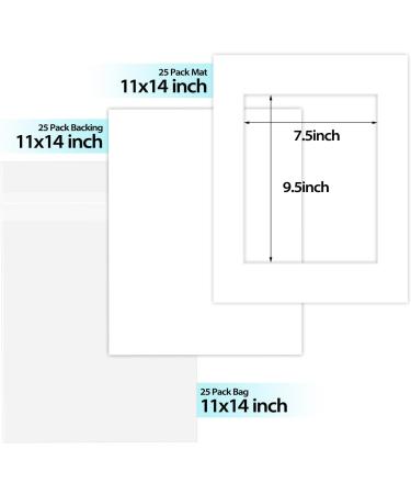 Golden State Art 11x14 White Picture Mats - Pack of 25, Acid-Free, Bevel Cut for 8x10 Photo, with Backing and Bags (25 Pack) - Buy Online on GoSupps.com