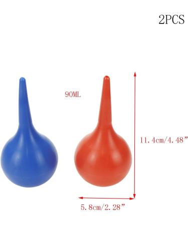 Faotup 2PCS 90ML Ear Bulb Syringe Set - Soft Rubber Suction Ear Cleaner - Hand Bulb Syringe for Ear Washing - Red and Blue - Buy Online on GoSupps.com