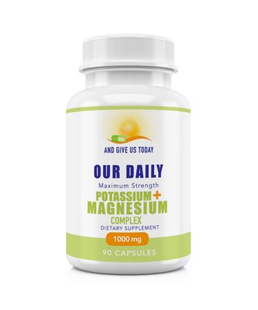 Our Daily Vites Potassium Magnesium Supplement 1000 mg - Powerful Magnesium Potassium Supplement with 5 Forms of Magnesium for Muscle Recovery Leg Cramps Gluten-Free Non-GMO - 90 Caps