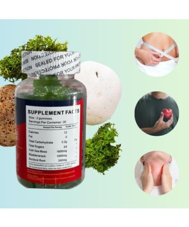 B2U Irish Sea Moss Gummies Sea Moss 1600mg Bladderwrack 1000mg Burdock 240mg 60 Vegan Seamoss Gummies Bears - Buy Online on GoSupps.com