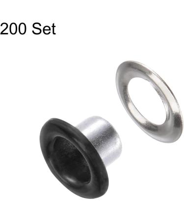 200 Set Black Metal Eyelets Grommets Kit 4mm for DIY Shoes, Clothes, Bags - HARFINGTON - Buy Online on GoSupps.com