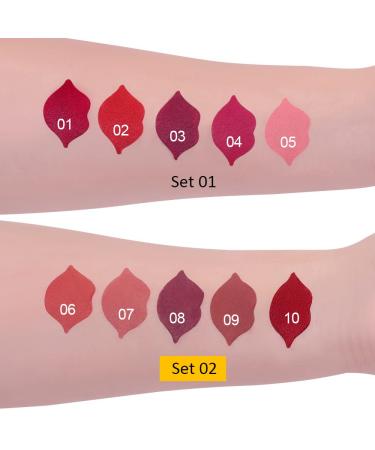 evpct Long Lasting Matte Velvet Lipstick Set - Mauve Nude Beige Brown Plum Purple Dark Ruby Red - Smudge Proof Lip Stick Pack for Women (5 Count) - Buy Online on GoSupps.com