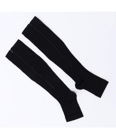 JTBDWOSK zip compression stockings Medical unisex toes open knee-length zipper-sox socks for electrical pads Edem silver sealing legs black