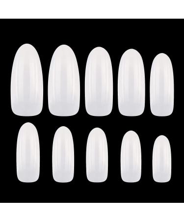 Makartt oval press on nails short 500pcs nail tips full cover nail tip false nail acrylic nail tip 10 sizes a-04 natural round nail tip