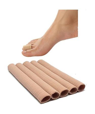 Toe Tubes Fabric Sleeve Protectors with Gel Lining Pad to Prevent Corn Calluses Blisters and Hammertoes Toe Separators Protectors for Men and Women (Medium 3/4 Diameter - 5 Pack) Small 1/2