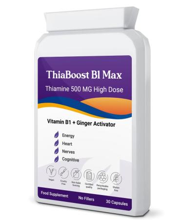 Thiamine 500 mg Mega Dose ThiaSoothe High-Potency Vitamin B1 and Ginger Supplement for Full-Spectrum Wellness (hcl not Cheap ntirate) (30)