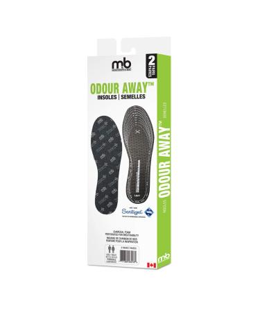 Moneysworth and Best Shoe Care INC. Odour Away Insole 2PK ONE TRIMMABLE Black Cut to Size