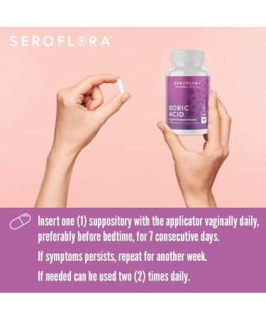 Seroflora Boric Acid Vaginal Suppositories + Applicator - pH Balance for Vaginal Odor, Yeast Infection, Bacterial Vaginosis - Buy Online on GoSupps.com